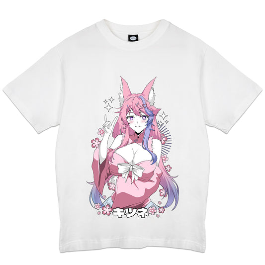 Nerosune Sakura Fox White T-Shirt