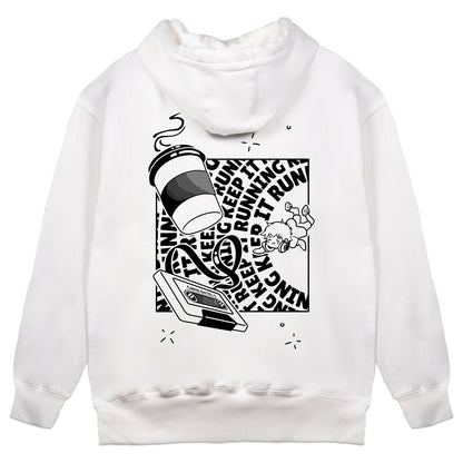 Itscoffeerun Keep It Running White Hoodie