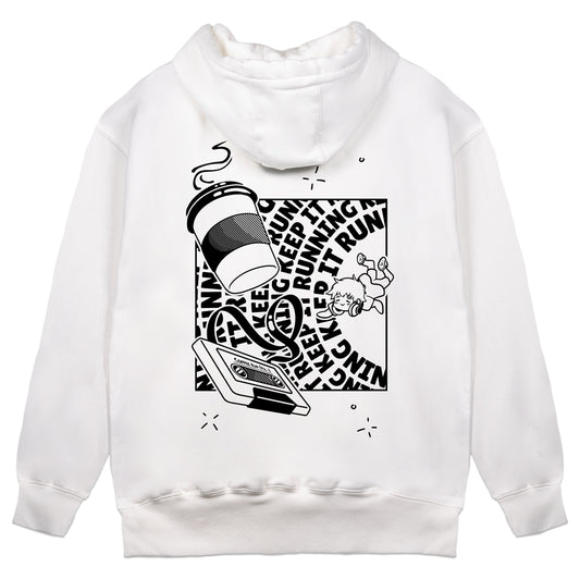 Itscoffeerun Keep It Running White Hoodie