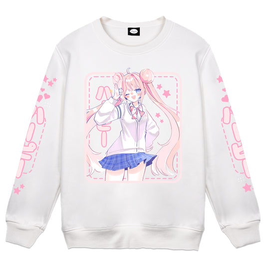 Bun_Mii Schoolgirl White Crewneck