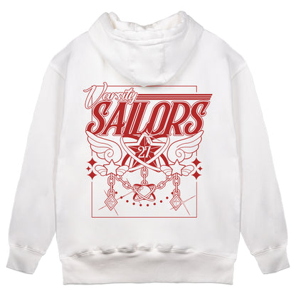 Vioncii Varsity Sailors Hoodie (White/Red)