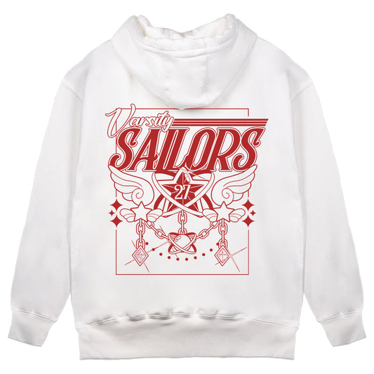 Vioncii Varsity Sailors Hoodie (White/Red)