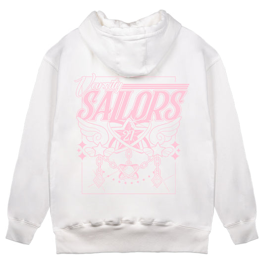 Vioncii Varsity Sailors Hoodie (White/Pink)