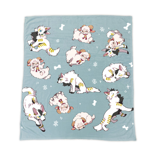 Winterwolve "Wolf & Sheep" Blue Blanket