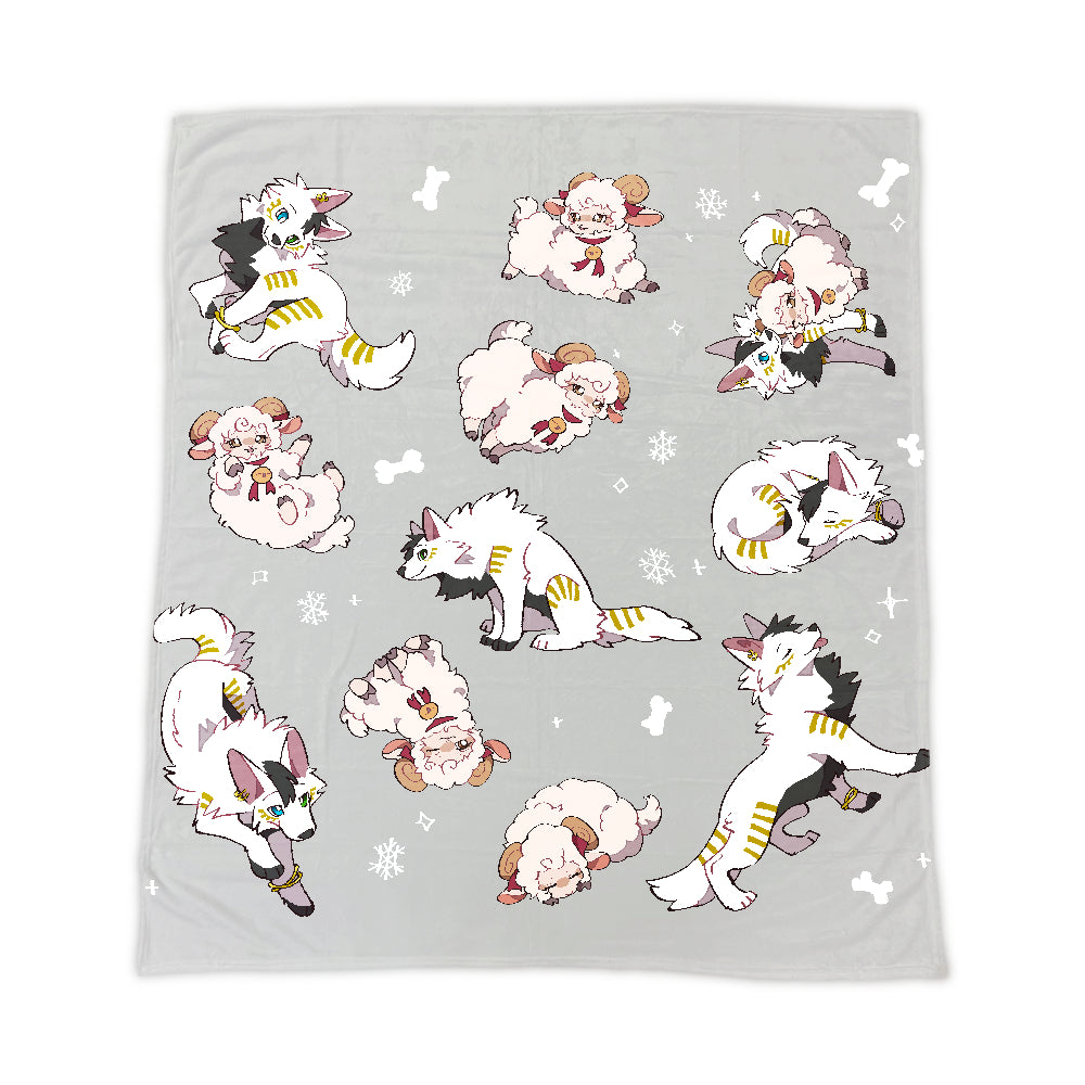 Winterwolve "Wolf & Sheep" Grey Blanket