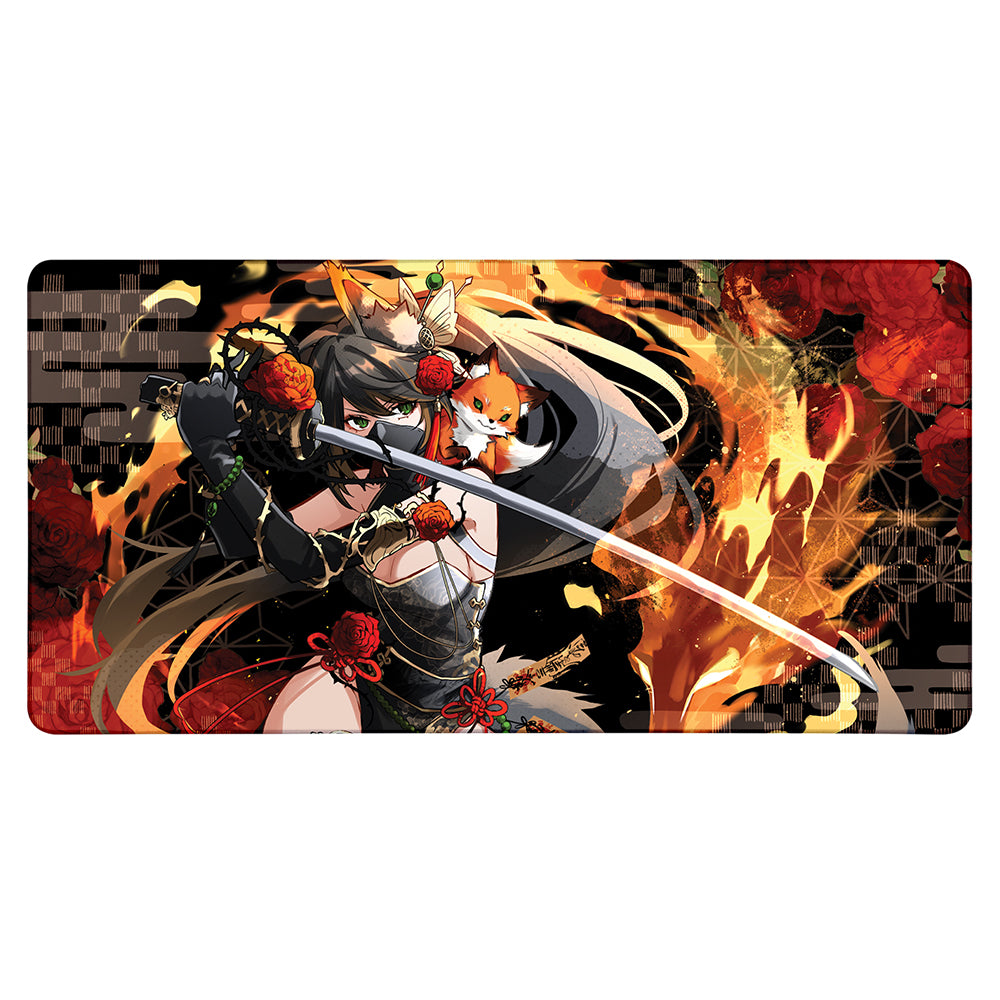 KitsuneNoKokoro Flames and Roses XXL Mousepad