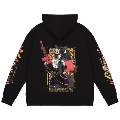 aWildKITsune Too Much Money Zip Up Hoodie