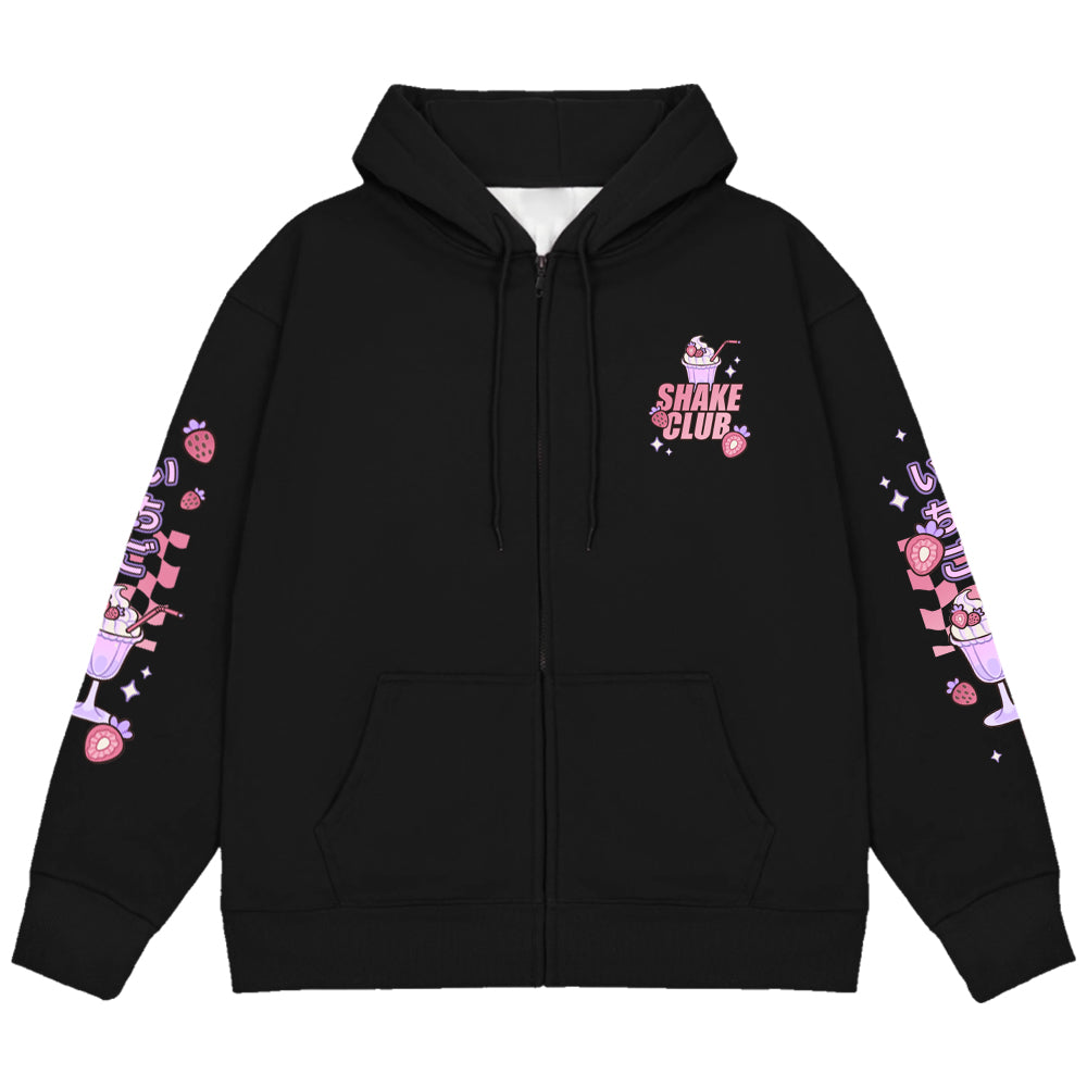 LUCIDIT.Y Strawberry Milkshake Club Zip Up Hoodie