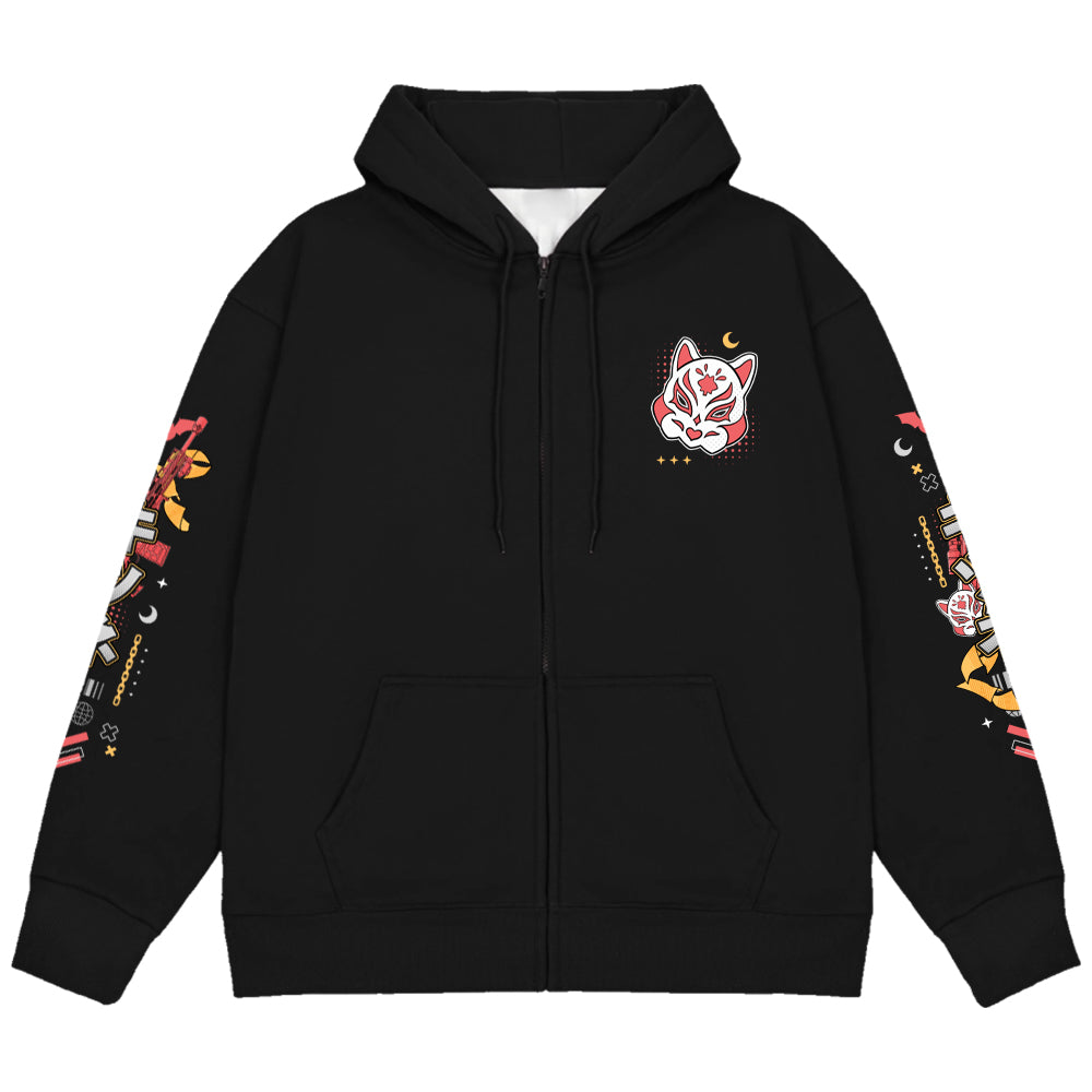 aWildKITsune Too Much Money Zip Up Hoodie