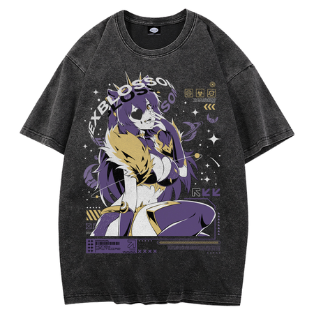 HoneyGrimoire "HEXBLOSSOM" Acid Wash T-Shirt