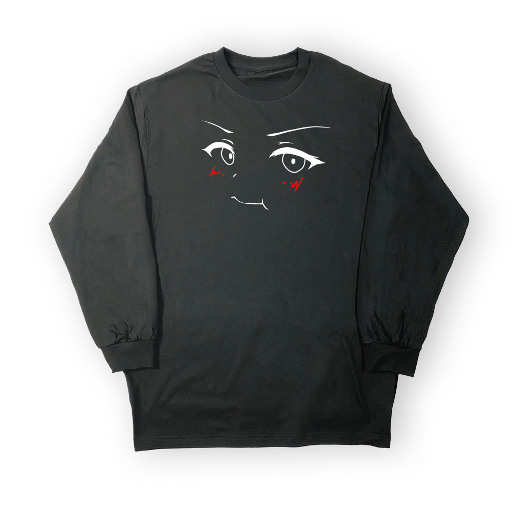 Embarrassed Anime Face Long Sleeve Tee