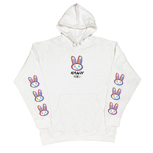 Vapor Bunny "Kawaii" Streetwear Hoodie (White)