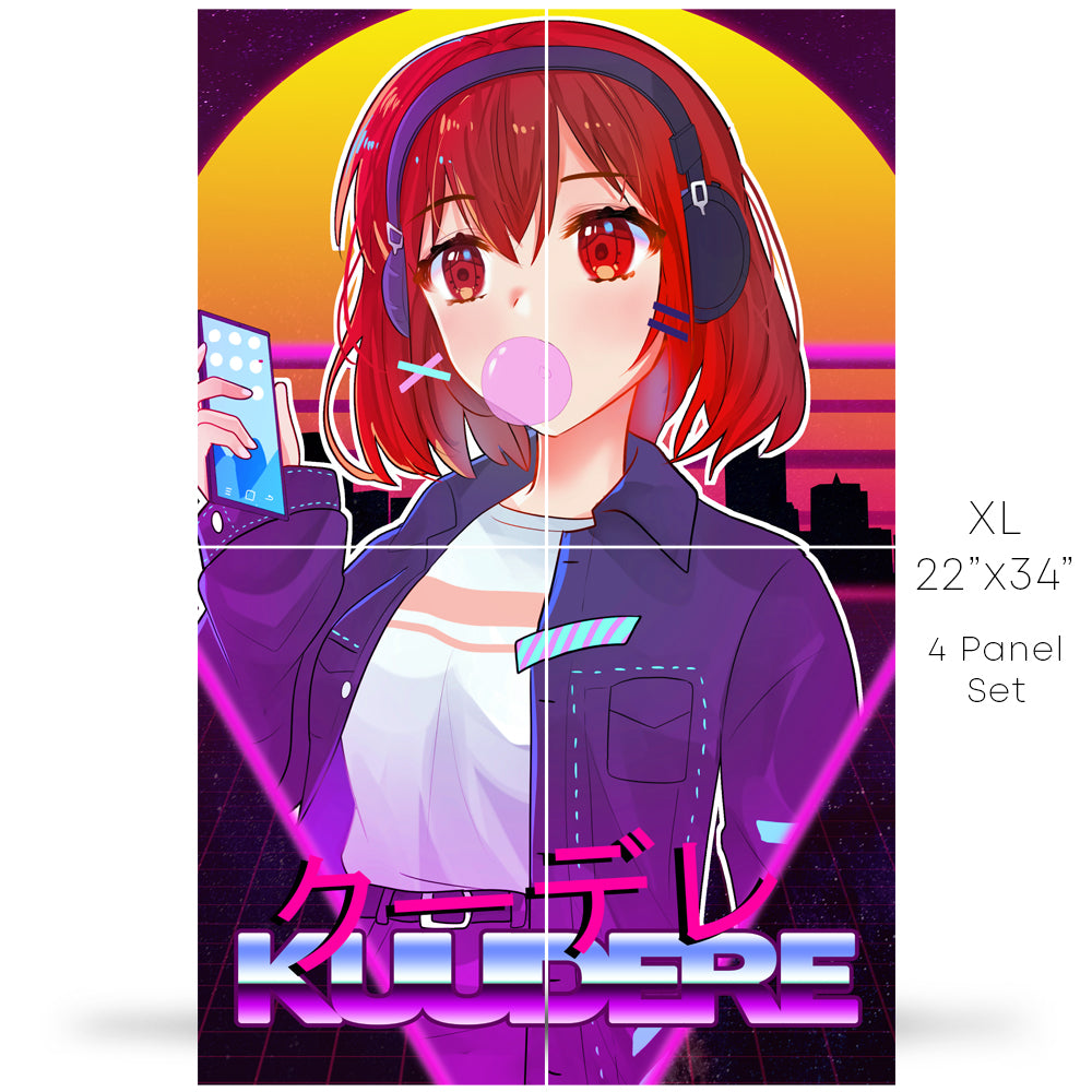 Synthwave anime girl with a red face on Craiyon