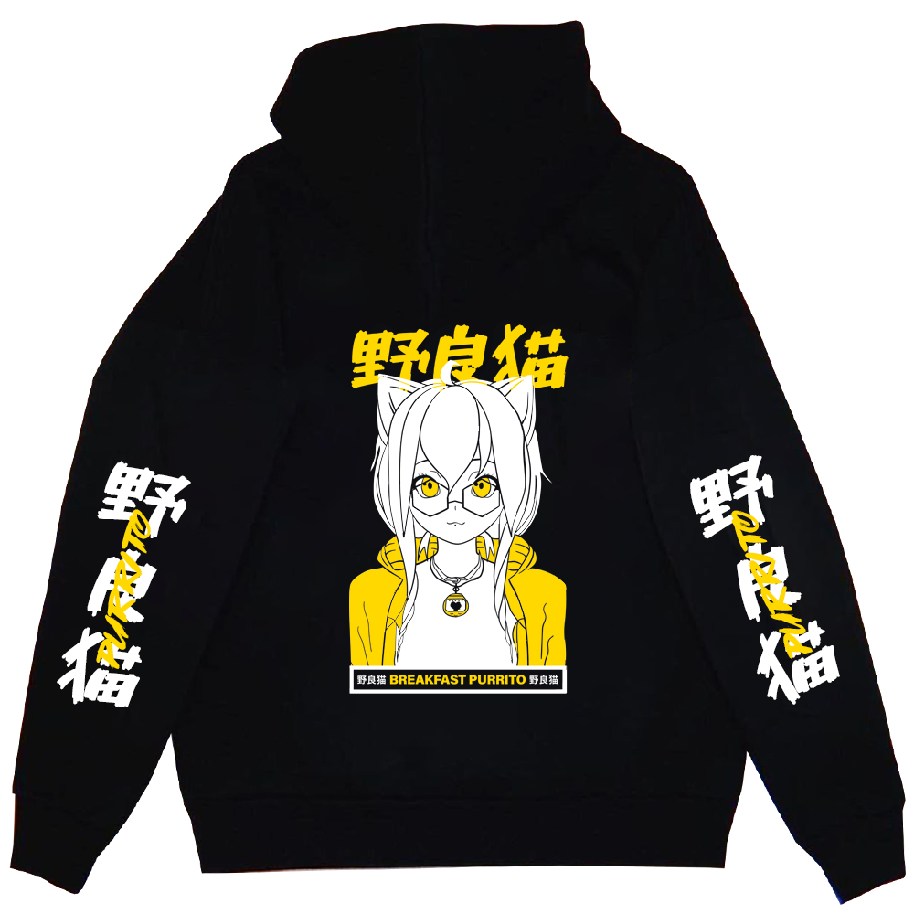 Stray Cat Anime Streetwear Hoodie (Breakfast Purrito) – UwU Market