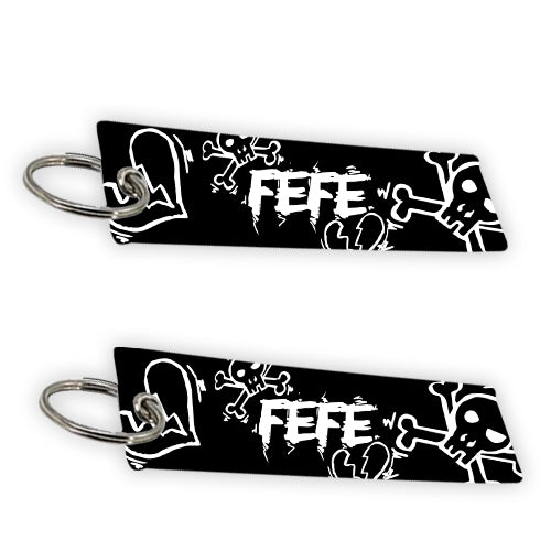 FeFe Skull & Broken Hearts Jet Tag Keychain